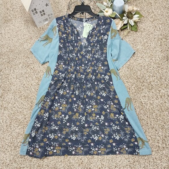Old Navy Dresses & Skirts - 3584 Size XXL Upcycled Old Navy Tunic Dress in Blue and Gold.